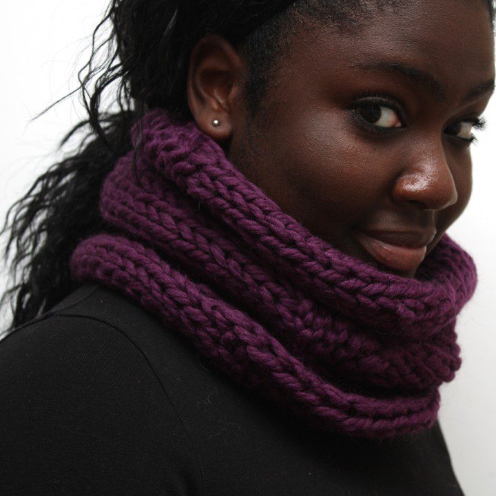 Purple Knitted Wool Snood- Urbanknit