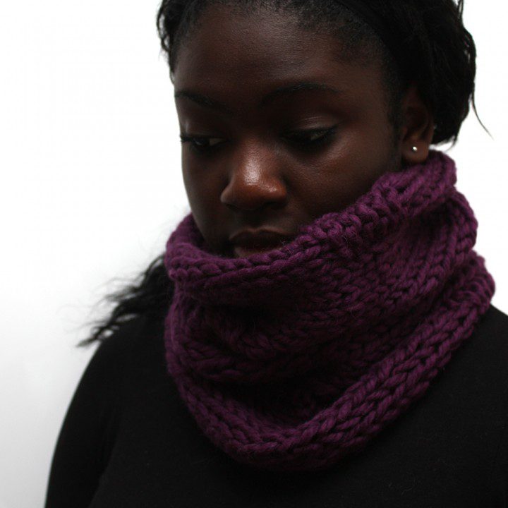 Purple Knitted Wool Snood | Urbanknit