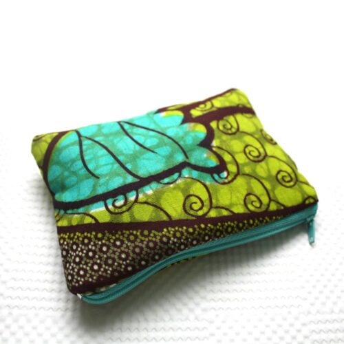 Brown and Teal Zipper Pouch