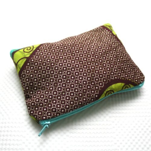 Brown and Teal Zipper Pouch