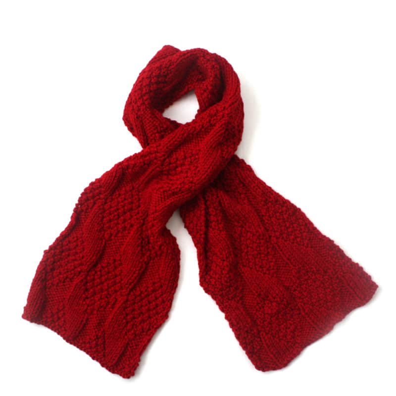 Chunky Knit Red Scarf- Urbanknit