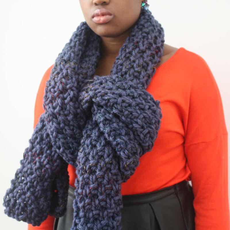 Blue Oversized Scarf in a Chunky Knit