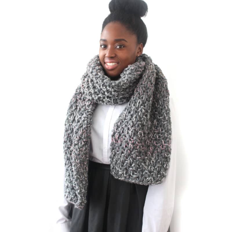 Grey Mix Chunky Knit Scarf