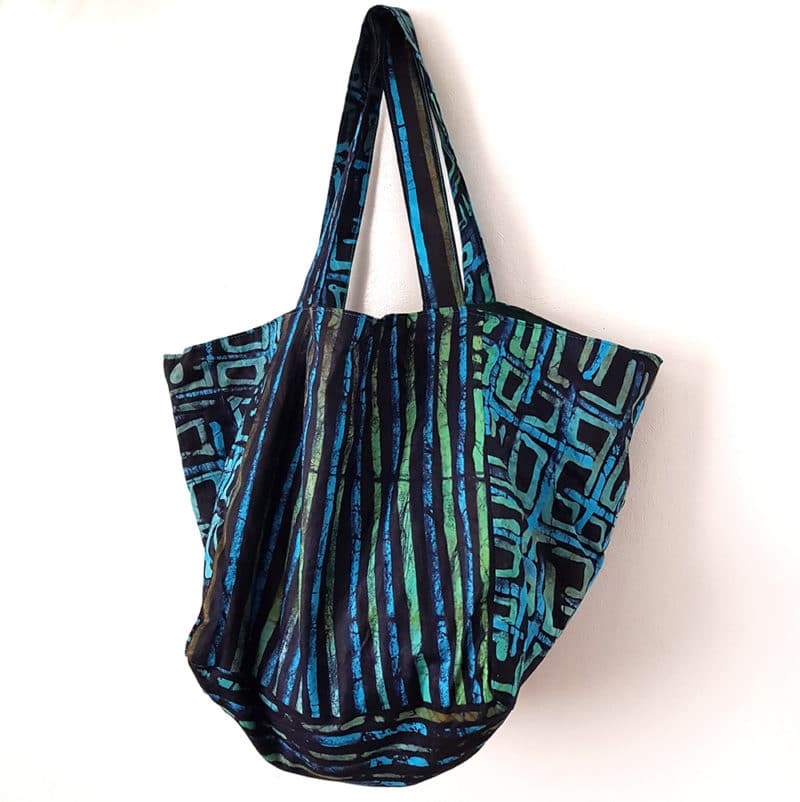 Turquoise and Green Batik Cube Tote-