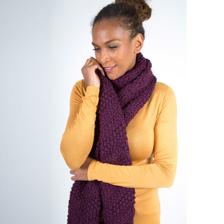 Purple Chunky Knit Scarf Urbanknit